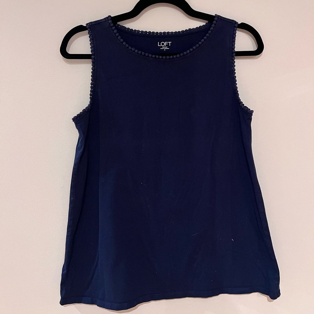LOFT Blue Striped Tank Top